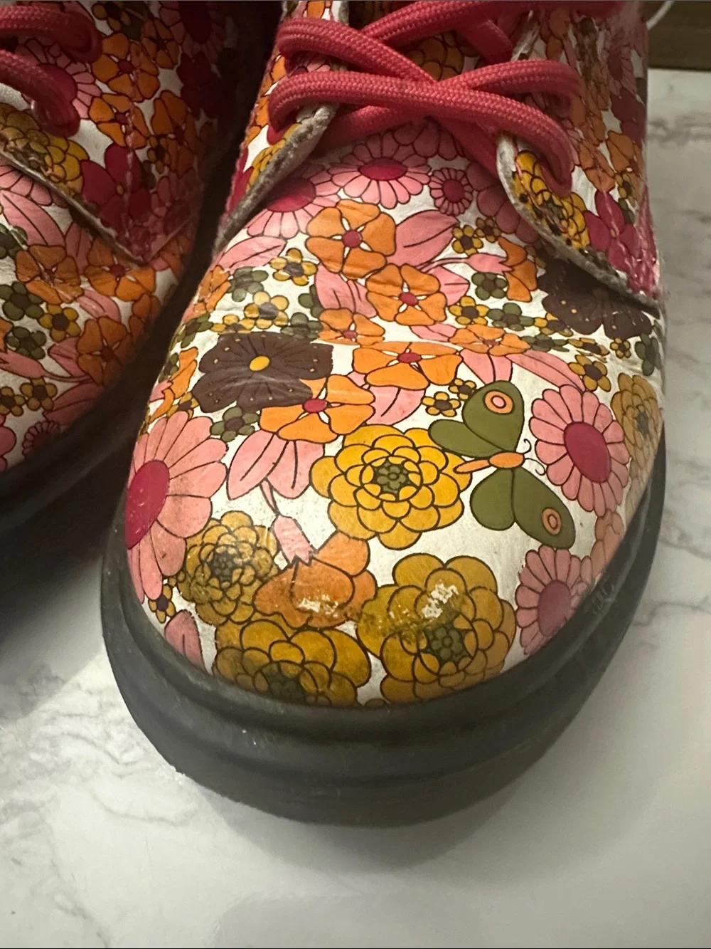 Dr. Martens Kids Brooklee Pink Floral Boots- Size 3